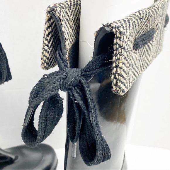 SPERRY Black Top Sider Herringbone Wedge Rain Boots, Size 7 - Picture 12 of 12